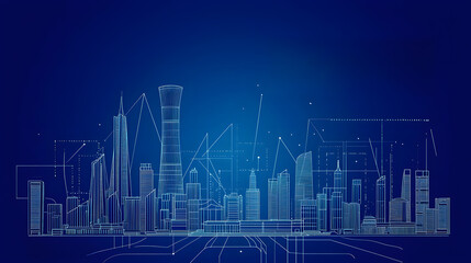 Futuristic city skyline illustration