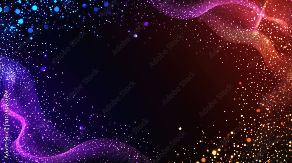 Poster abstract colorful background with sparkling particles and soft waves for creative design projects in