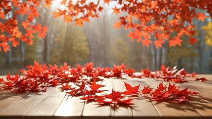 Autumn background scene with red maple leaves on Beautiful maple leaves on the tree in autumn season.
forest background,