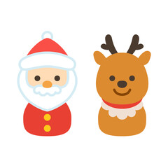 サンタとトナカイの人形のイラスト