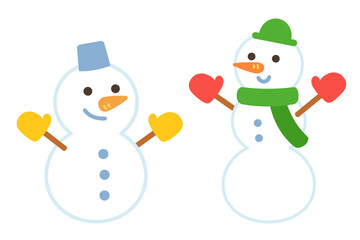 2つの雪だるまのイラスト
