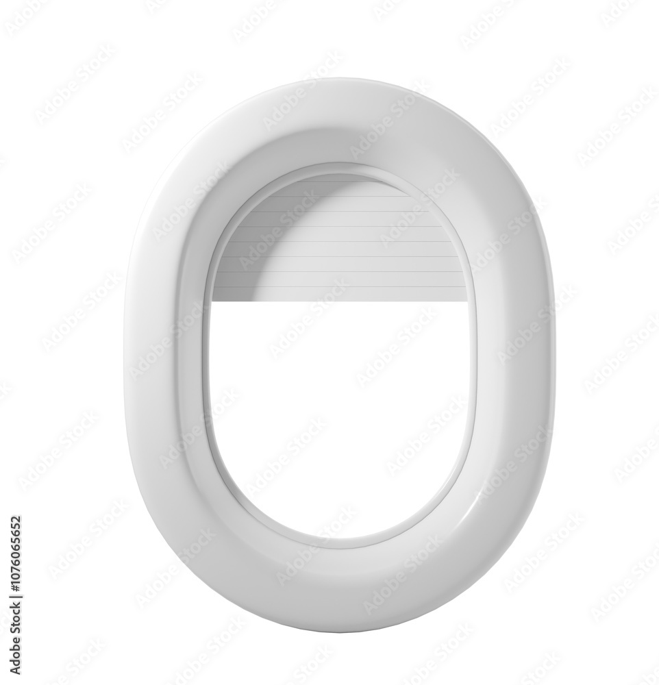 Fototapete oval airplane window with closed blind, isolated on a white background. concept of travel and aviati