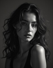Black and White Portrait of Attractive Czech Woman with Soft Lighting