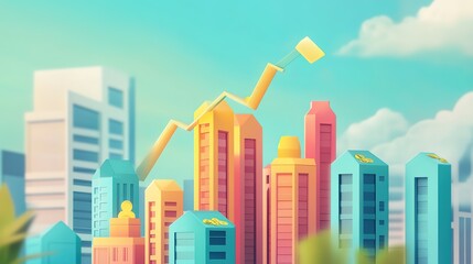 Real estate market growth, Increase money with investment property concept background. Business prosperity development, asset financial wealth, mortgage home loan management, mindset to passive income