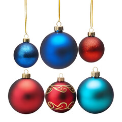 Decorated blue christmas ball isolated on transparent background for Christmas tree decoration, Xmas tree, blur ball, lights,
