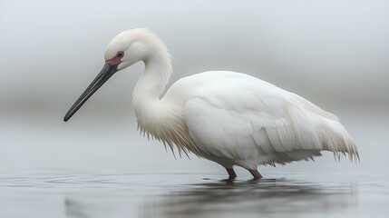 A graceful white bird wading through calm waters, showcasing its elegance and beauty.