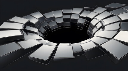 Fototapeta premium Abstract spiral pattern of reflective blocks