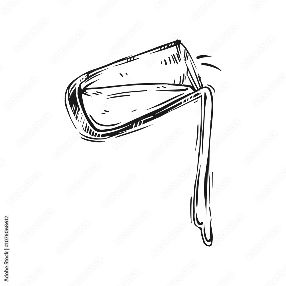 Aufkleber A hand-drawn image of a liquid pouring from a container, representing motion and fluidity in a simple sketched style
