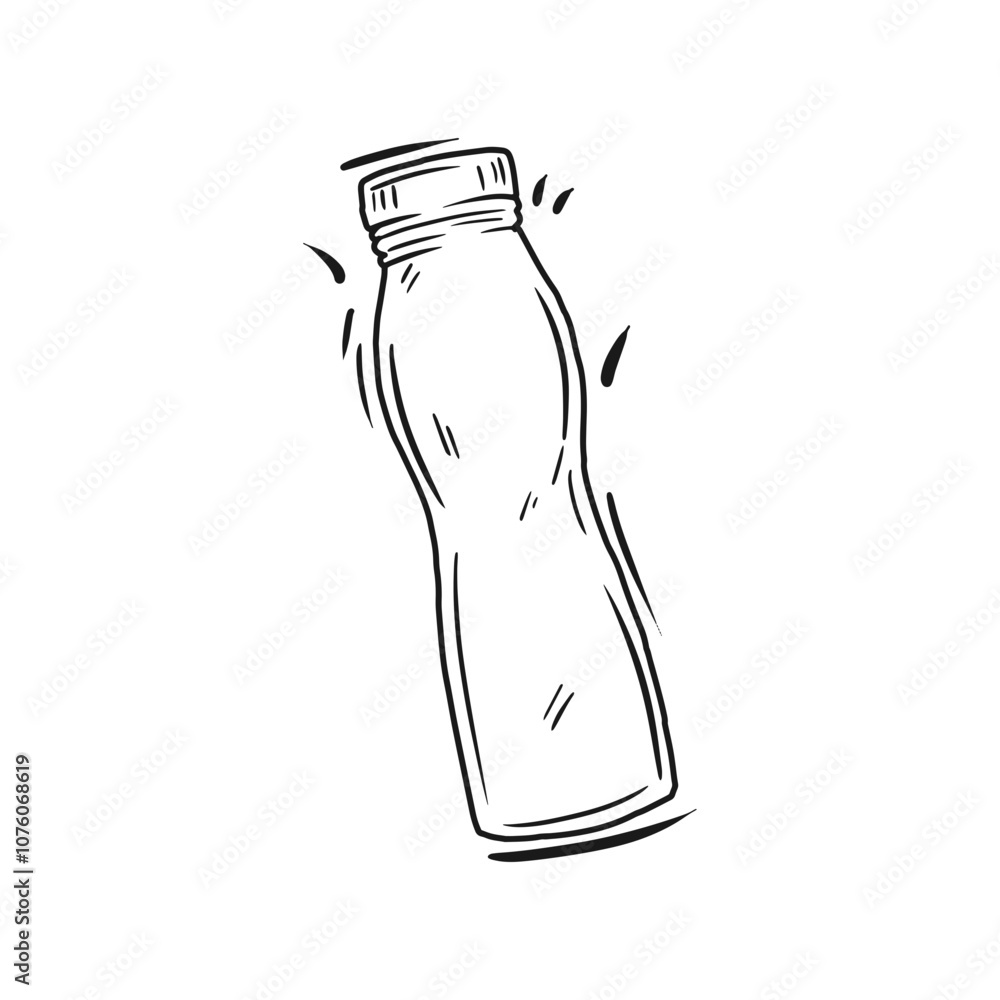 Aufkleber a sketch of a bottle tilting on its side with energetic motion lines suggesting movement in a minima