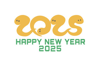 年賀状2025 シンプルな蛇のイラストの年賀状テンプレート