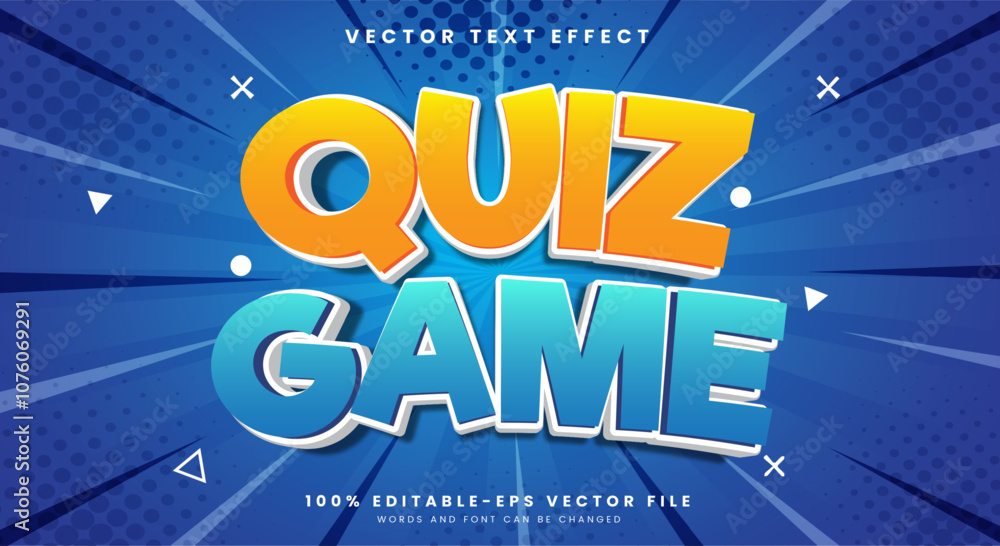 Poster quiz game 3d editable text effect template suitable for comic style
