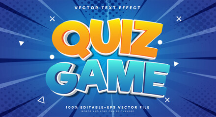 Quiz Game 3d Editable Text Effect Template suitable for Comic Style