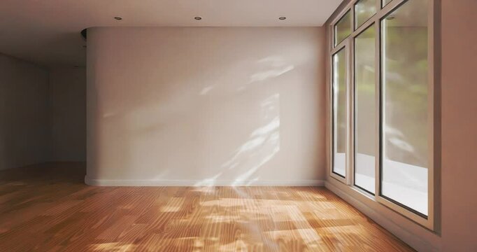 3d render of empty house or living room with sunshine shadow
