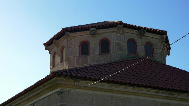 Wide angle of Santa Mar&iacute;a de Parada de Outeiro church in Vilar de Santos, Galicia, Spain