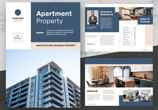 Blue And Cream Property Brochure