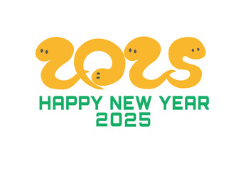 年賀状2025 シンプルな蛇のイラストの年賀状テンプレート