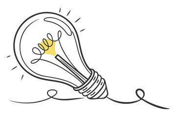 Light Bulb Clip Art Vector - Minimalist Design with Glowing Filament for Ideas and Creativity