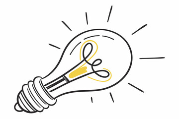Light Bulb Clip Art Vector - Minimalist Design with Glowing Filament for Ideas and Creativity
