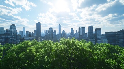 Obraz premium City Skyline with Trees 8K Photorealistic Ultra