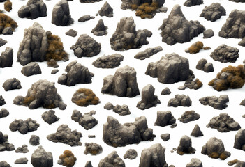 rock assets cartoon design set icon white mountain stone drawing illustration asset rocks sprite white background 