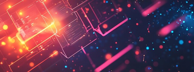  Abstract network grid with files and folders, futuristic software interface, digital document management system, store, search and organize documents, corporate business, paperless office 