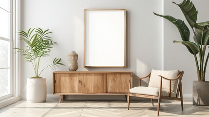 Minimalist Living Room Interior Design with Empty Frame