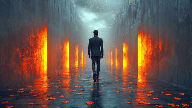 Golden stairs spiral upwards, symbolizing the path to success, ambition, and the continuous pursuit of achievement in business.