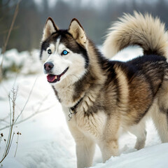 Obraz premium The Siberian Husky is a strong, energetic dog known for its striking appearance.