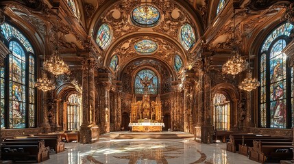 Obraz premium The Interior of a Grand Church