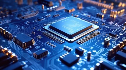 Obraz premium Microchip on a Circuit Board