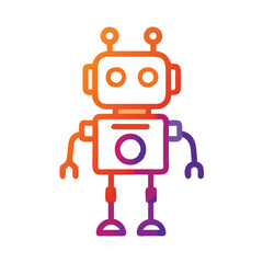 Cute robot icon with antennas and claws, Vector illustration of a friendly robot featuring antennas, round eyes, and claw hands, symbolizing technology, AI, and futuristic design.
