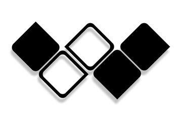 5 Blank round square photo frames design in a simple layout. Used as a printable template for photo collage or a mock up for album pictures and photographs collection in a classic flat style.