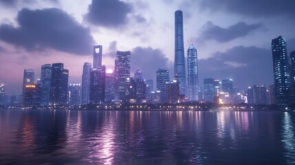 Obraz premium Guangzhou city skyline, 8K photorealistic, ultra photorealistic