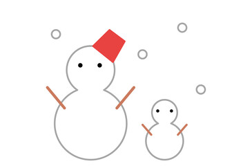 かわいい親子の雪だるま