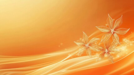 Elegant Floral Design on Orange Background

