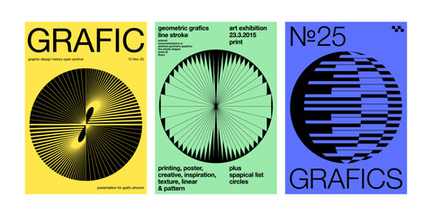 Geometric pattern combination inside a circle graphic design set modern minimal simple unique style poster cover banner card flyer brochure print 