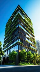 Fototapeta premium Green Architecture eco building, Modern Eco-Friendly Architecture with Vertical Garden
