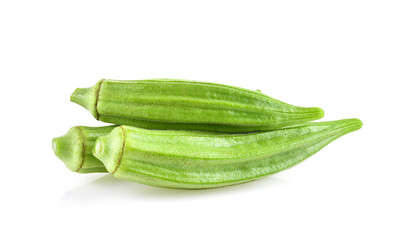 Fresh young okra isolated on white background