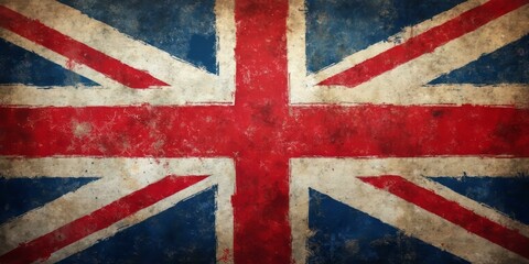 Fototapeta premium Grunge Textured United Kingdom Flag With Faded Union Jack Design And Distressed Appearance.