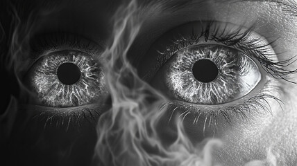 Fototapeta premium a pair of eyes gazing deeply into the vortex of time, symbolizing the connection between past actions and the present