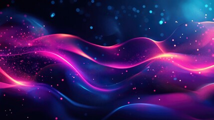 Fototapeta premium A visually stunning 3D background with abstract glowing neon lines and blurred ribbons, creating a motion-filled digital scene.