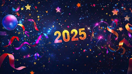 Fototapeta premium Colorful Celebration Background for New Year 2025