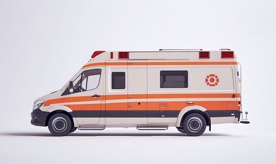 A side view of an ambulance designed for medical emergencies and patient transport.