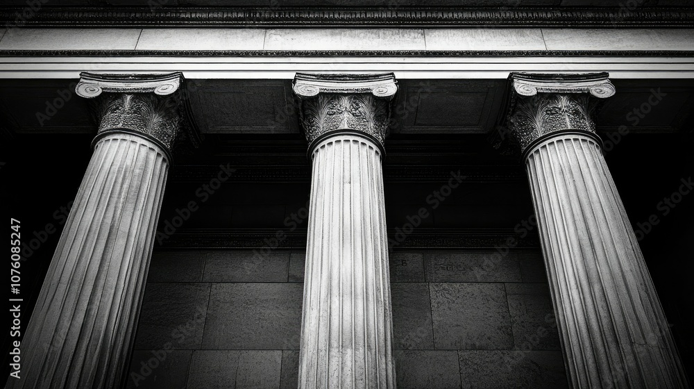 Poster elegant black and white columns in architecture