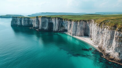 Breathtaking Aerial View of Coastline and Cliffs