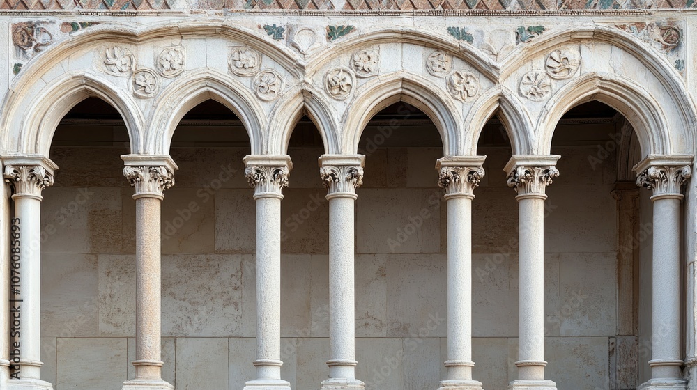 Poster classic architecture of arched columns and details