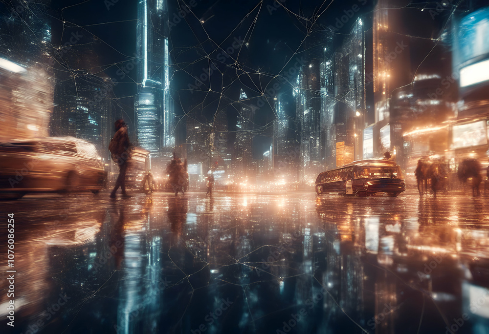 Poster encryption panorama ai dam town design city advertisements nightview cloud banners hightechnology ad