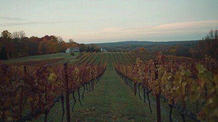 Naklejka premium Serene Vineyard Landscape in Autumn Colors