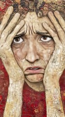 A distressed person with hands on their head, expressing anxiety and emotional turmoil.