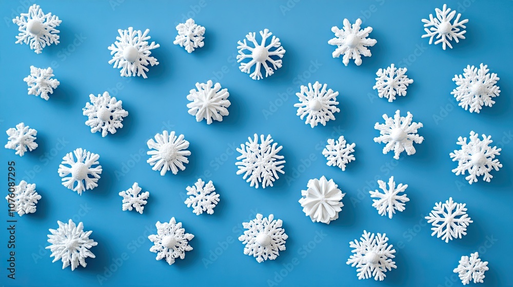 Poster snowflake patterns on blue background